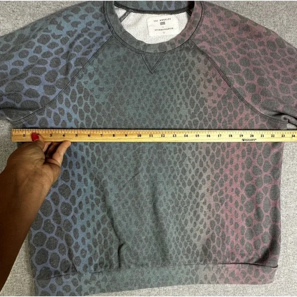 Sol Angeles Anthropologie Sweatshirt Womens 1X Animal Print Pullover Made‎ USA - Picture 6 of 12